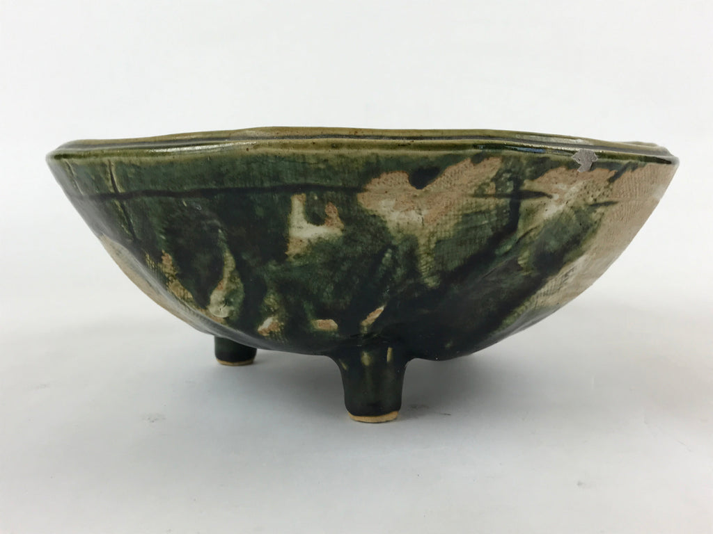 Japanese Ceramic Suiban Flower Vase Vtg Pottery Ikebana Arrangement Green PY552