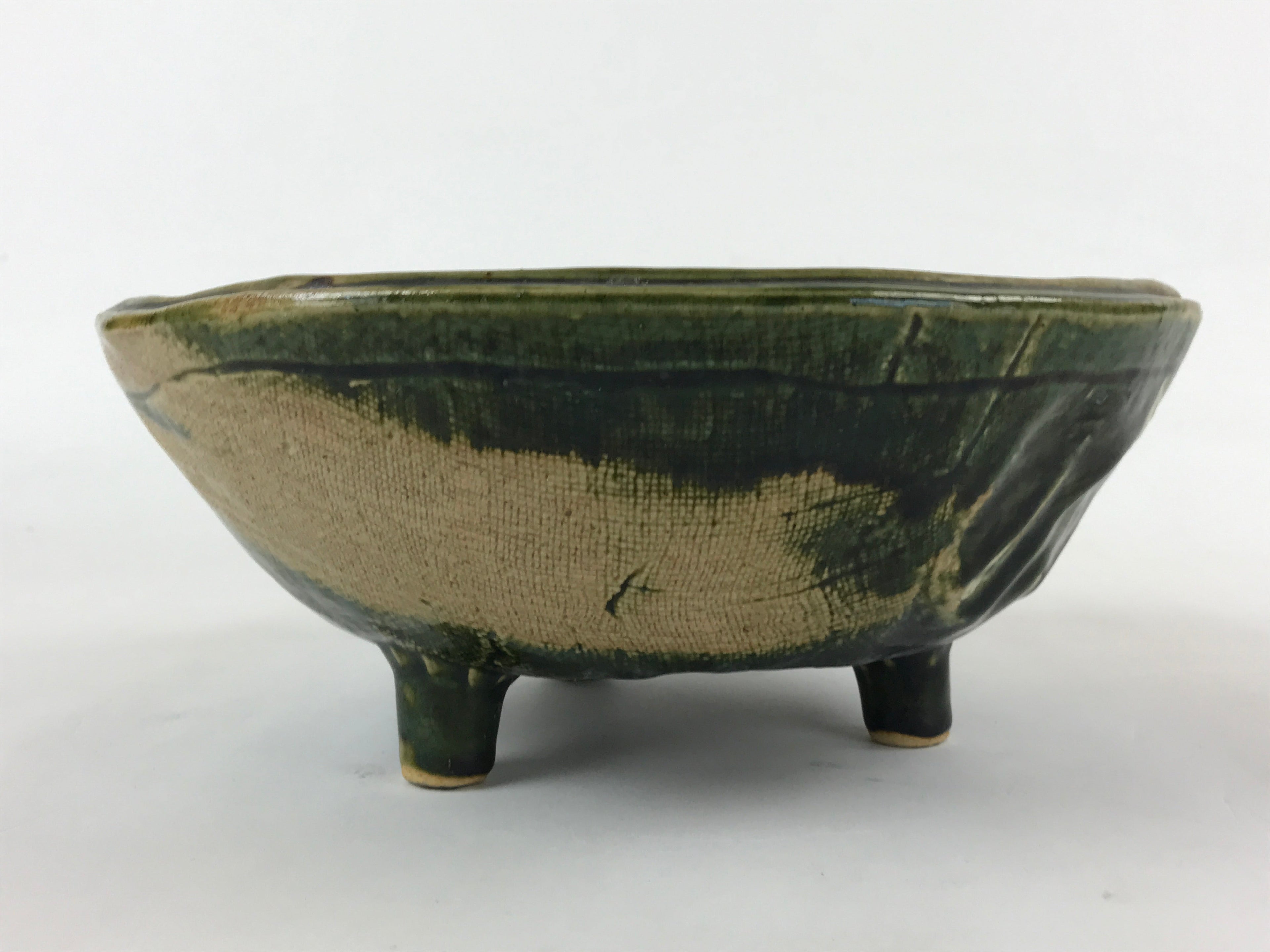 Japanese Ceramic Suiban Flower Vase Vtg Pottery Ikebana Arrangement Green PY552