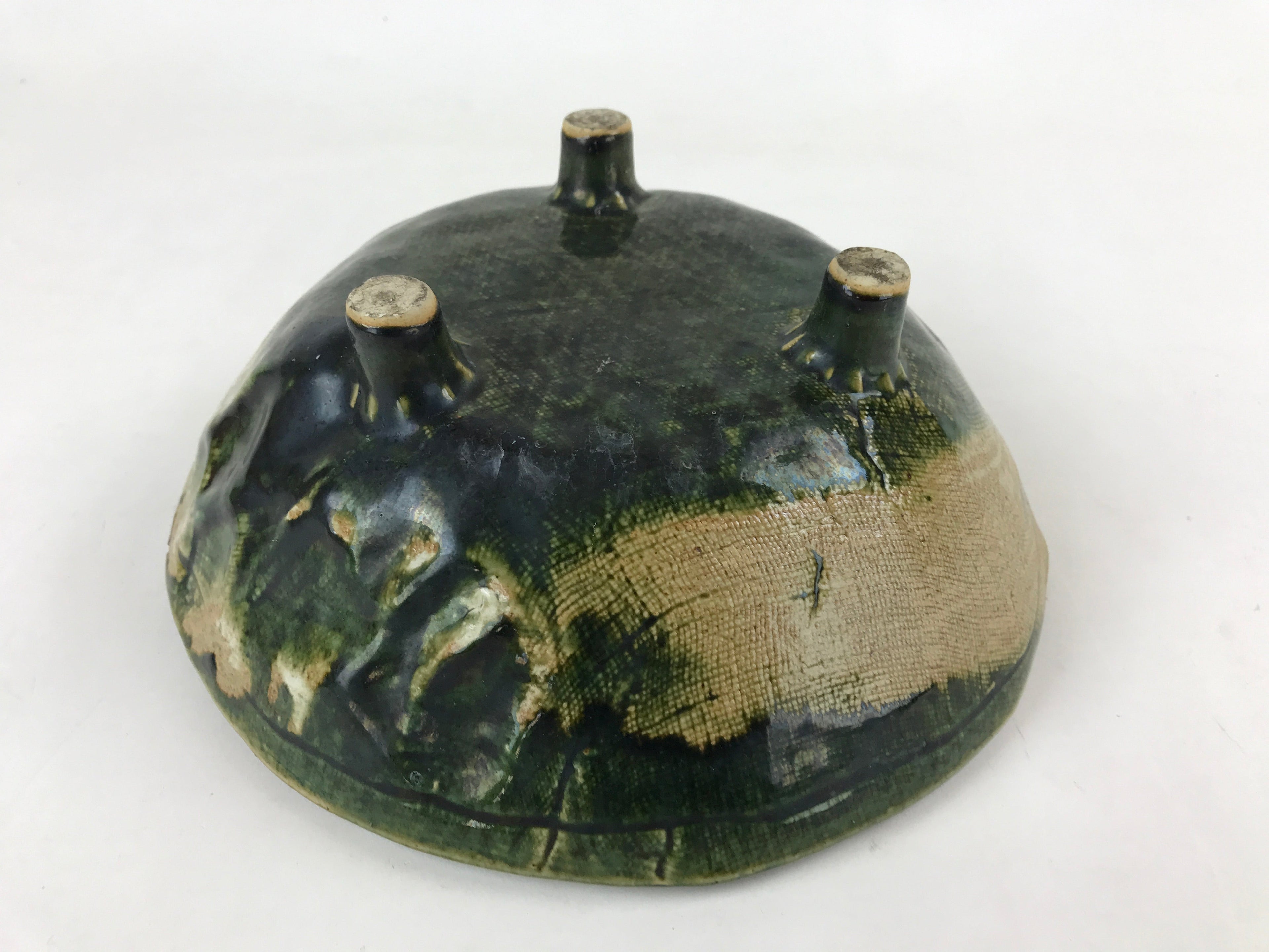 Japanese Ceramic Suiban Flower Vase Vtg Pottery Ikebana Arrangement Green PY552