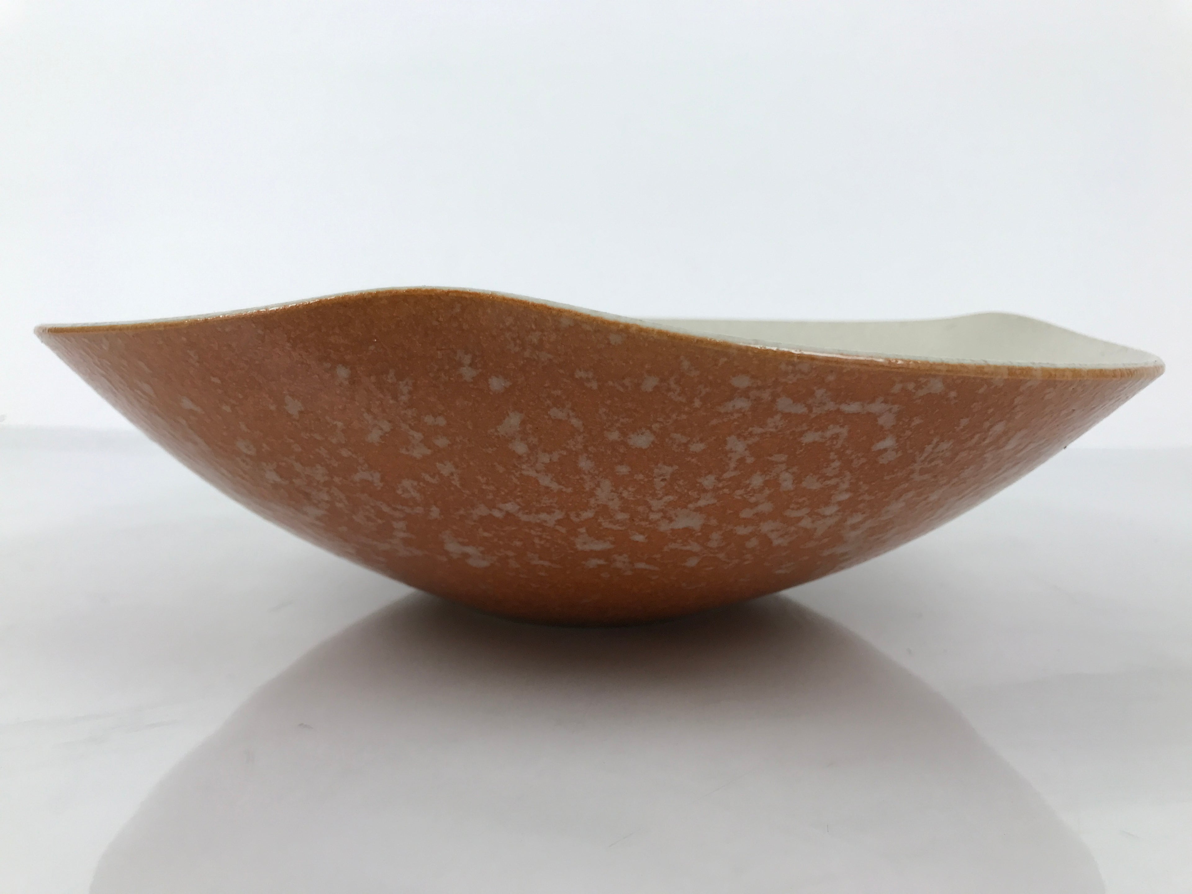 Japanese Ceramic Suiban Flower Vase Vtg Pottery Ikebana Arrangement Orange Y524