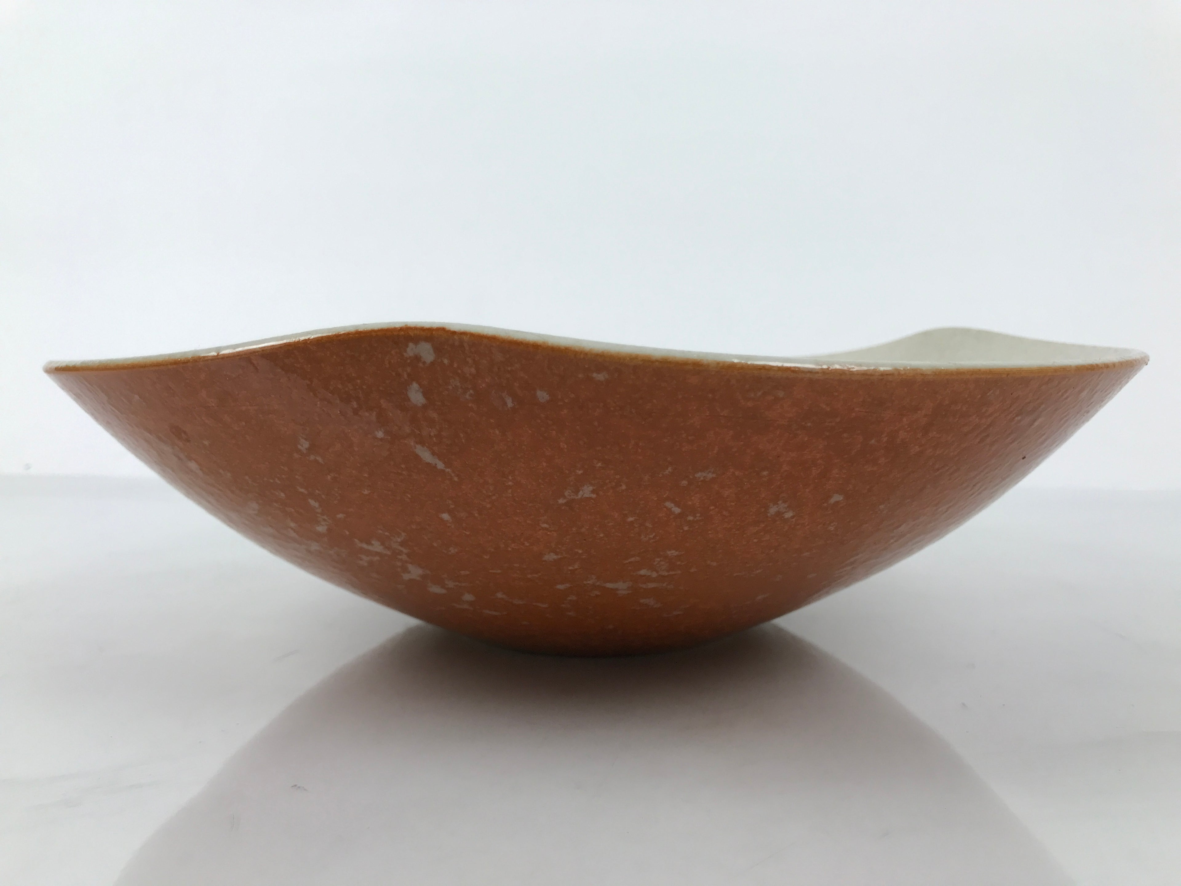 Japanese Ceramic Suiban Flower Vase Vtg Pottery Ikebana Arrangement Orange Y524