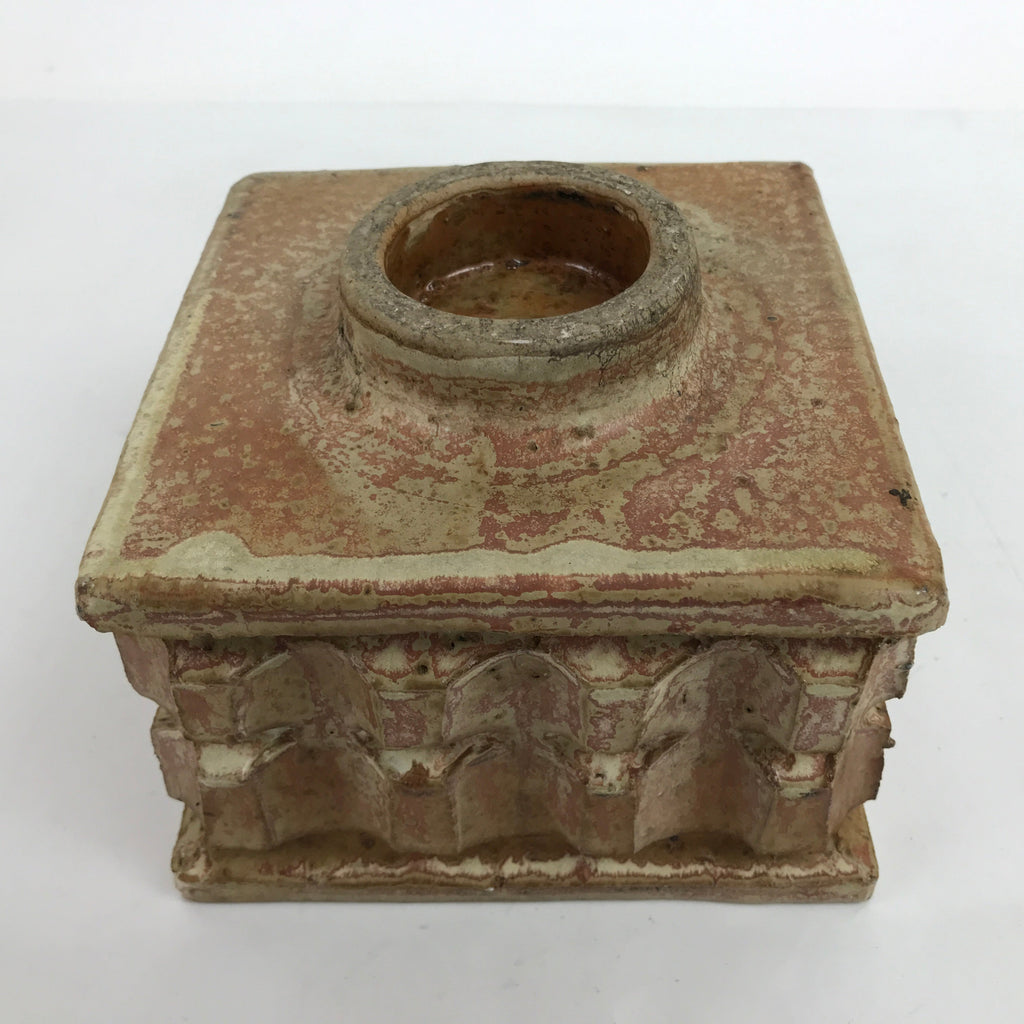 Japanese Ceramic Suiban Flower Vase Vtg Pottery Ikebana Arrangement Square Y29