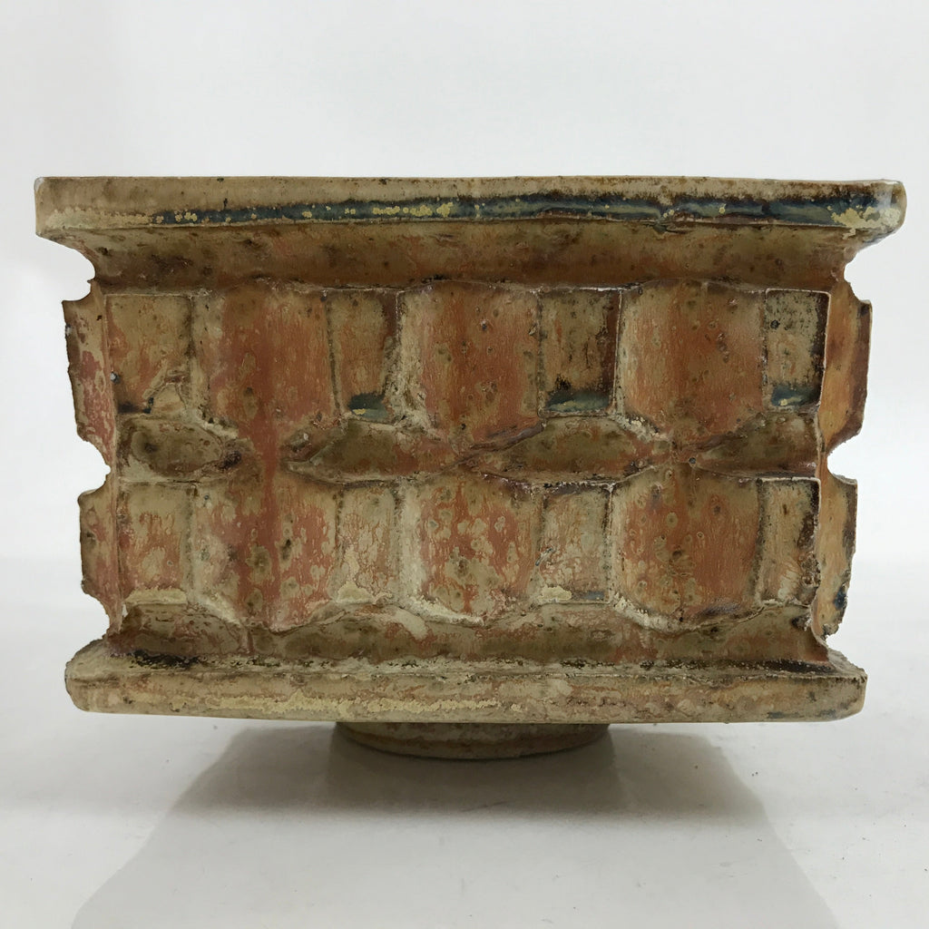 Japanese Ceramic Suiban Flower Vase Vtg Pottery Ikebana Arrangement Square Y29