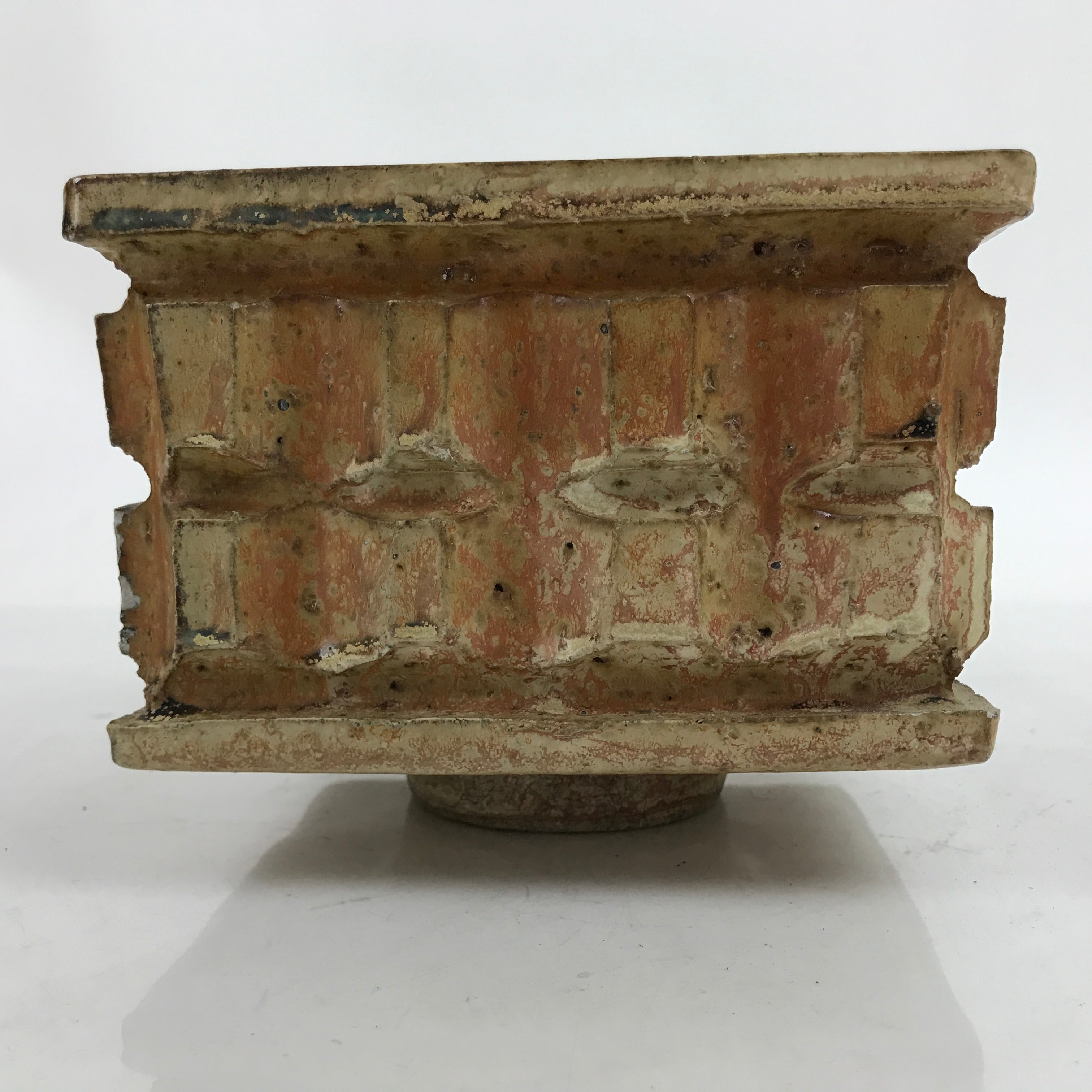 Japanese Ceramic Suiban Flower Vase Vtg Pottery Ikebana Arrangement Square Y29