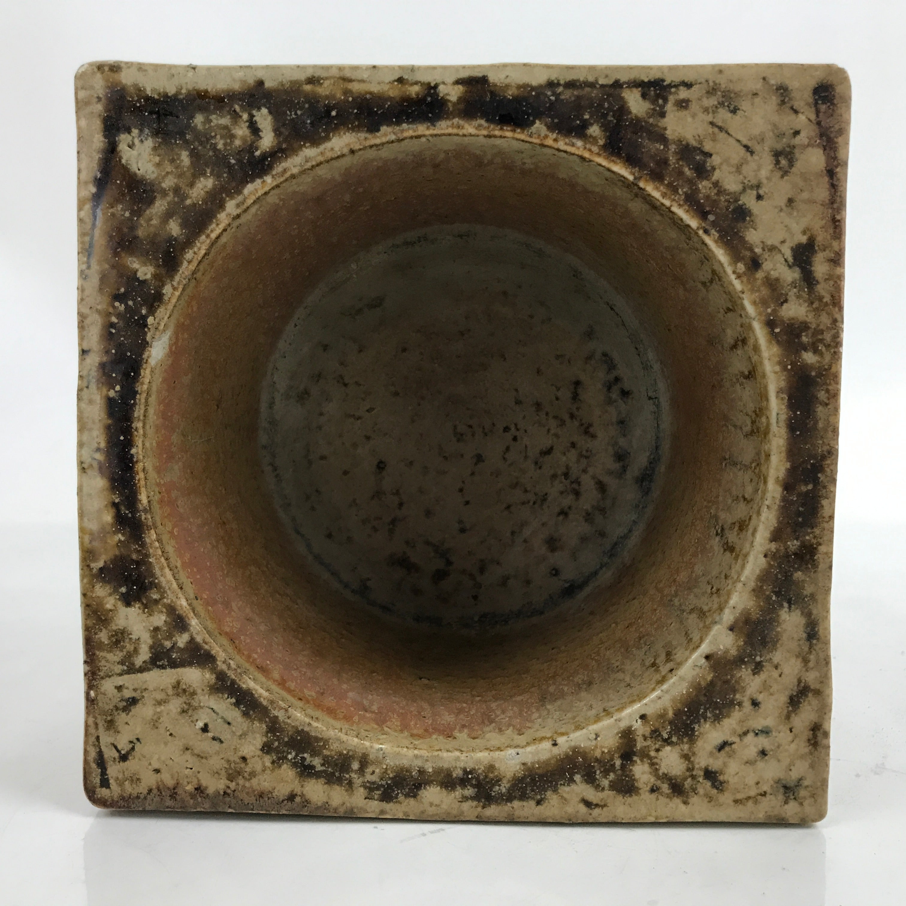 Japanese Ceramic Suiban Flower Vase Vtg Pottery Ikebana Arrangement Square Y29