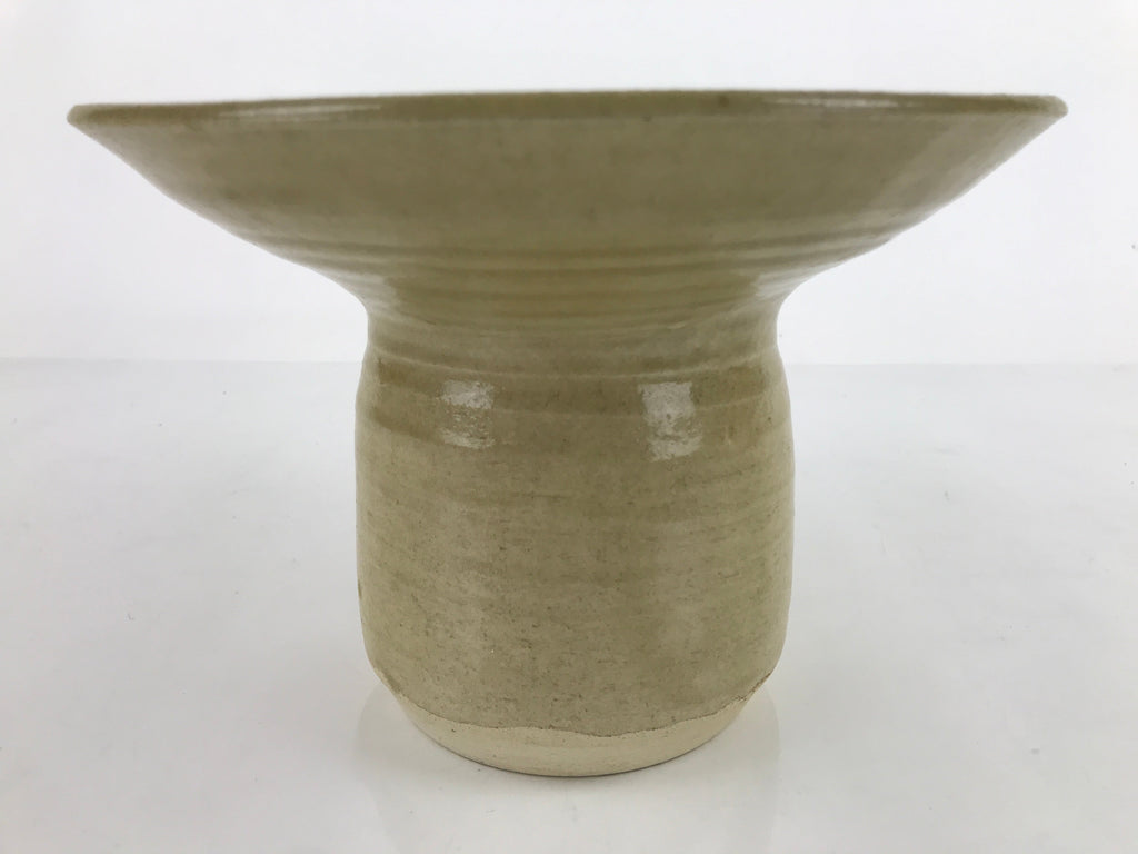 Japanese Ceramic Suiban Tall Flower Vase Vtg Ikebana Arrangement Beige PY867
