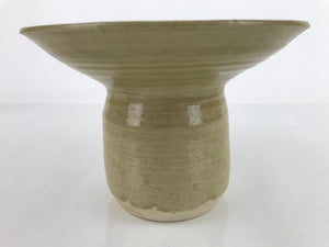 Japanese Ceramic Suiban Tall Flower Vase Vtg Ikebana Arrangement Beige PY867