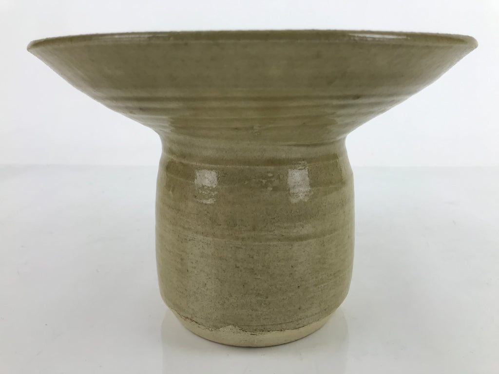 Japanese Ceramic Suiban Tall Flower Vase Vtg Ikebana Arrangement Beige PY867