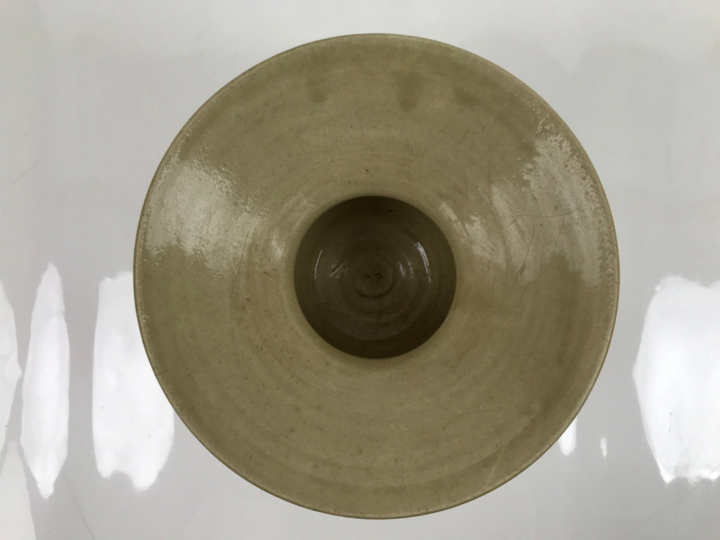 Japanese Ceramic Suiban Tall Flower Vase Vtg Ikebana Arrangement Beige PY867