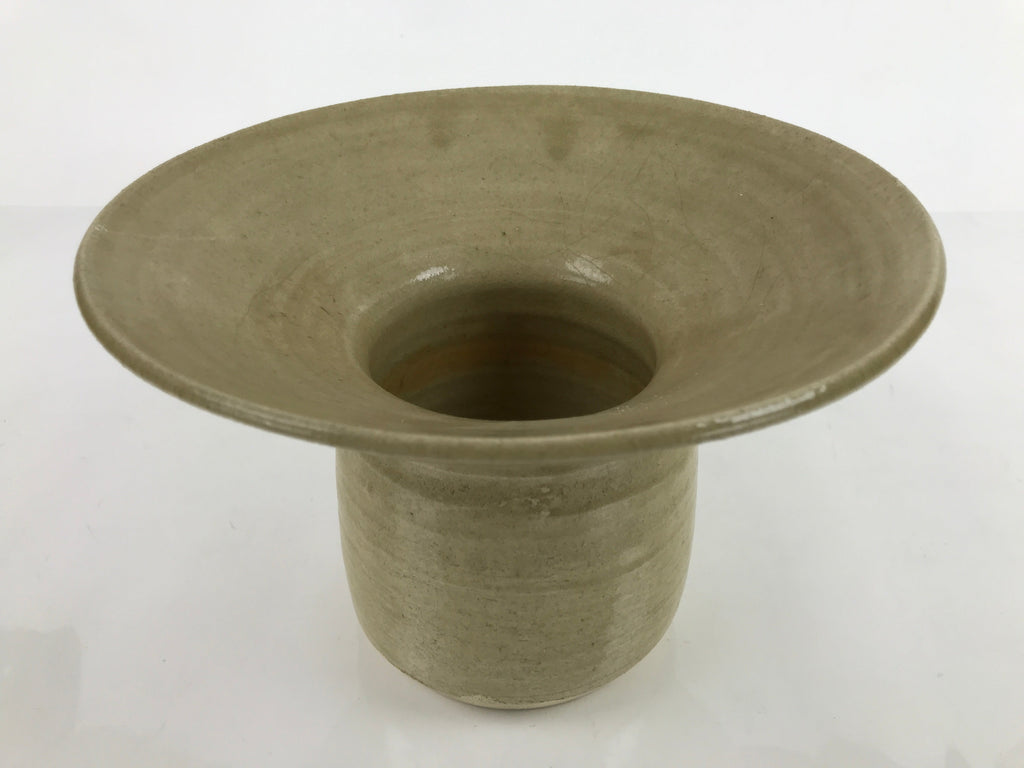 Japanese Ceramic Suiban Tall Flower Vase Vtg Ikebana Arrangement Beige PY867