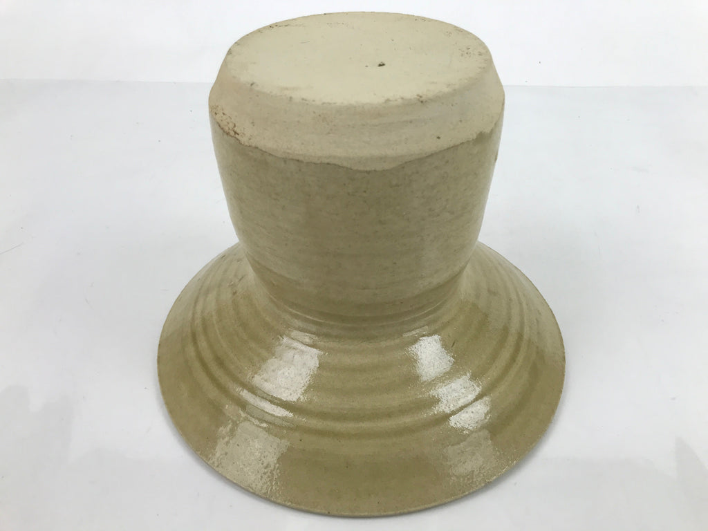 Japanese Ceramic Suiban Tall Flower Vase Vtg Ikebana Arrangement Beige PY867