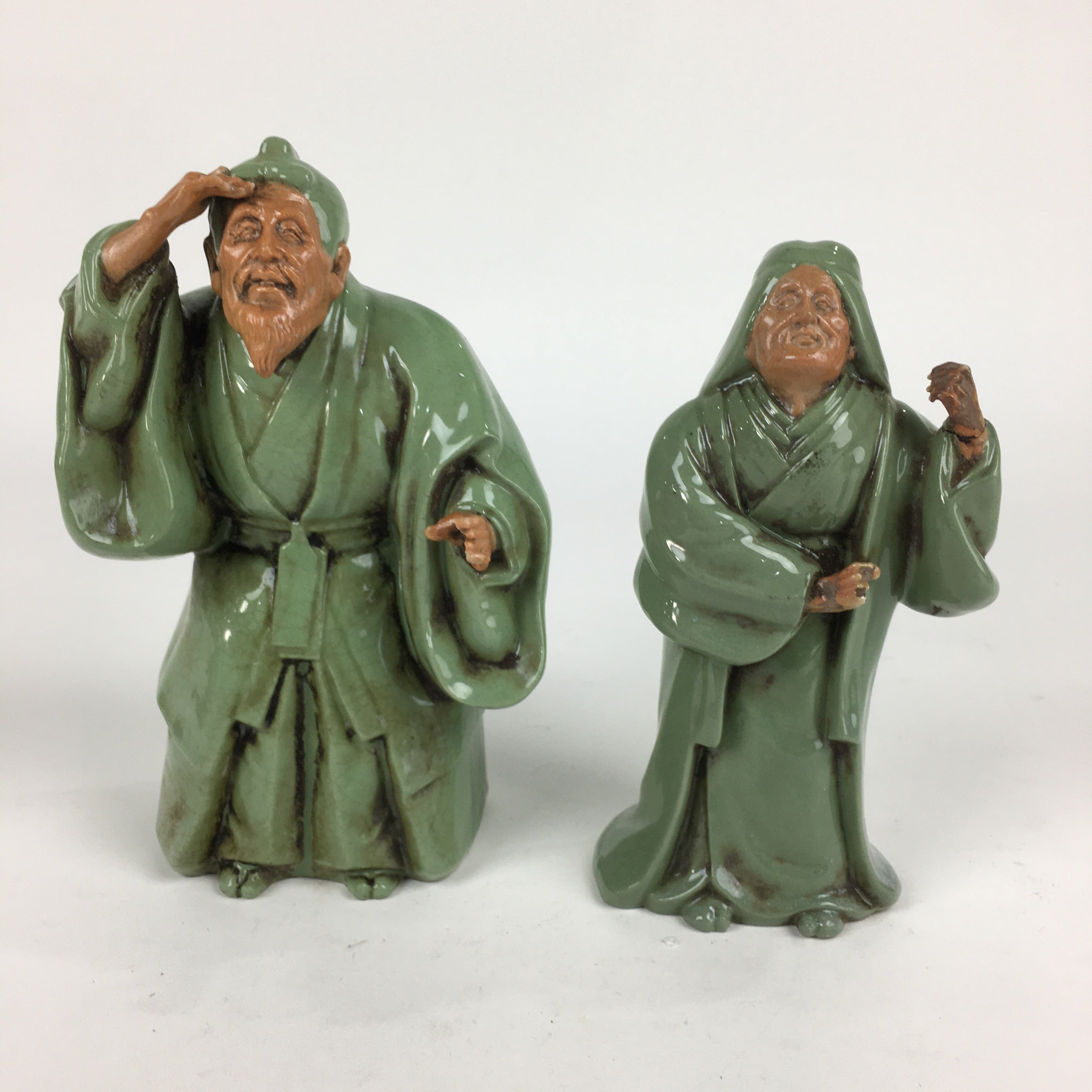 Japanese Ceramic Takasago Doll Couple Vtg Traditional Handicraft Kimono BD763