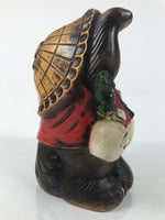 Japanese Ceramic Tanuki Raccoon Dog Statue Vtg Business Good Luck Okimono ST89