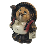 Japanese Ceramic Tanuki Raccoon Dog Statue Vtg Business Good Luck Okimono ST89