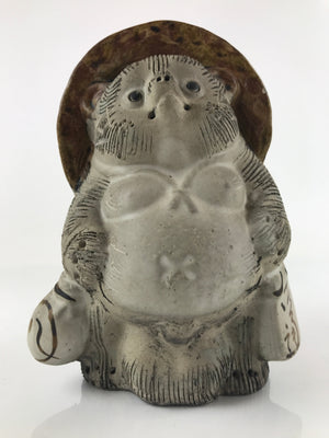 Japanese Ceramic Tanuki Raccoon Dog Statue Vtg Pottery Good Luck Okimono BD979