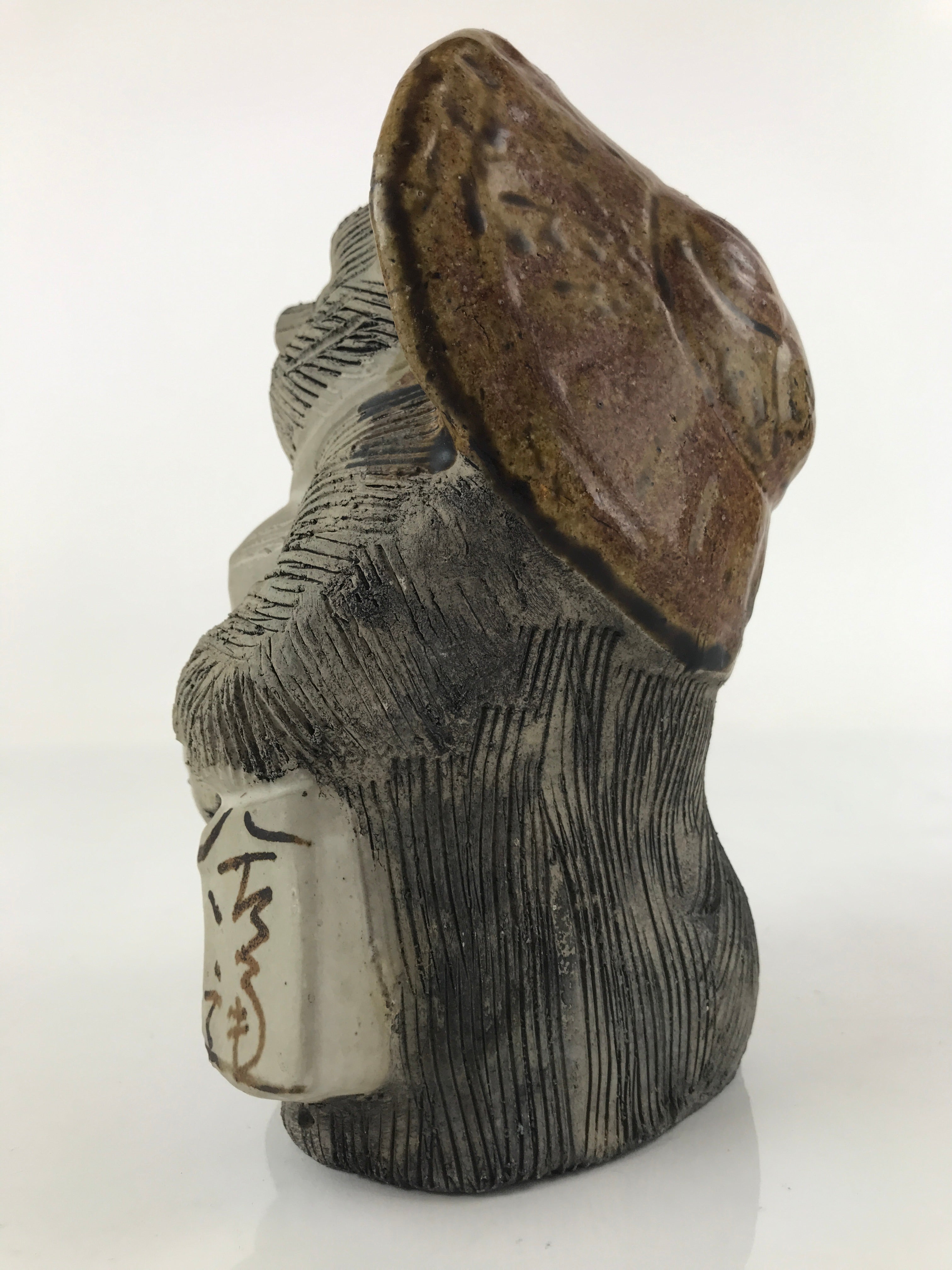 Japanese Ceramic Tanuki Raccoon Dog Statue Vtg Pottery Good Luck Okimono BD979