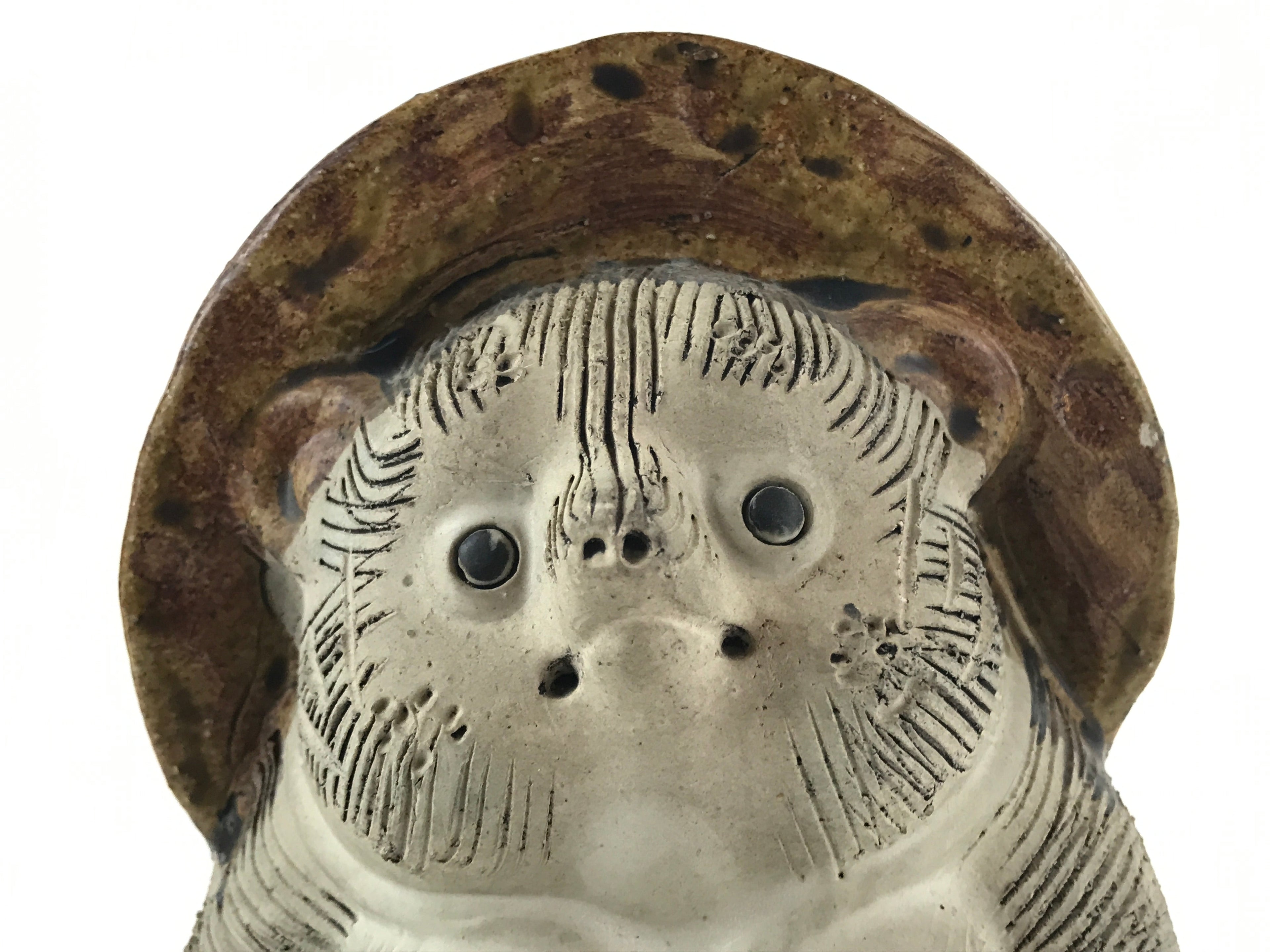 Japanese Ceramic Tanuki Raccoon Dog Statue Vtg Pottery Good Luck Okimono BD979