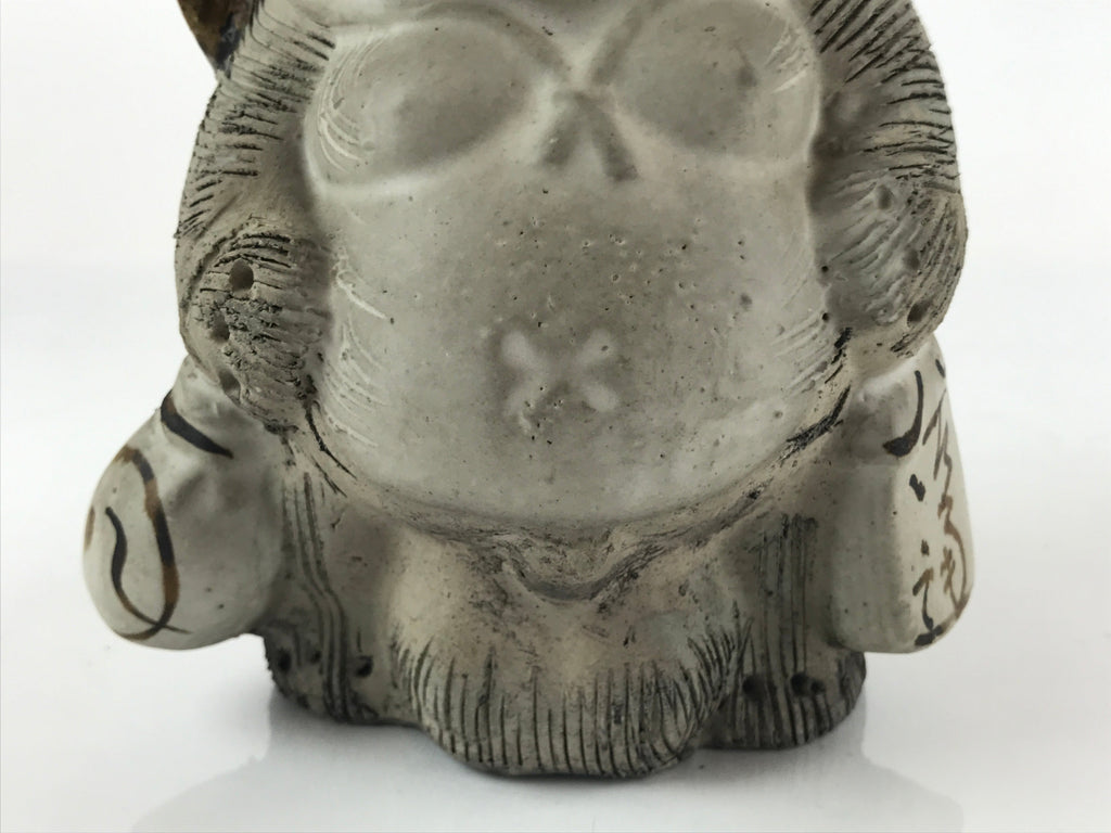 Japanese Ceramic Tanuki Raccoon Dog Statue Vtg Pottery Good Luck Okimono BD979