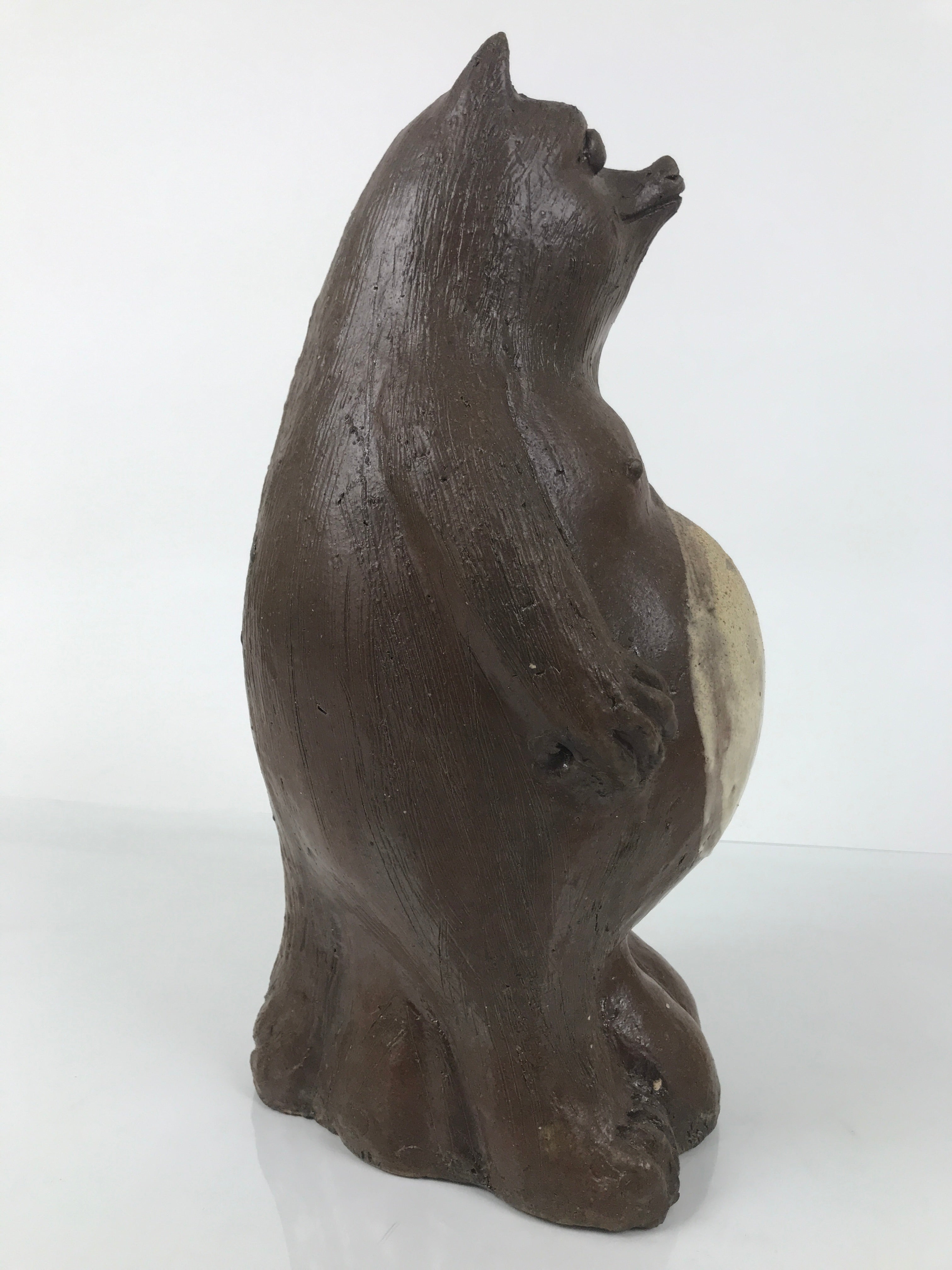 Japanese Ceramic Tanuki Raccoon Dog Statue Vtg Pottery Good Luck Okimono ST86