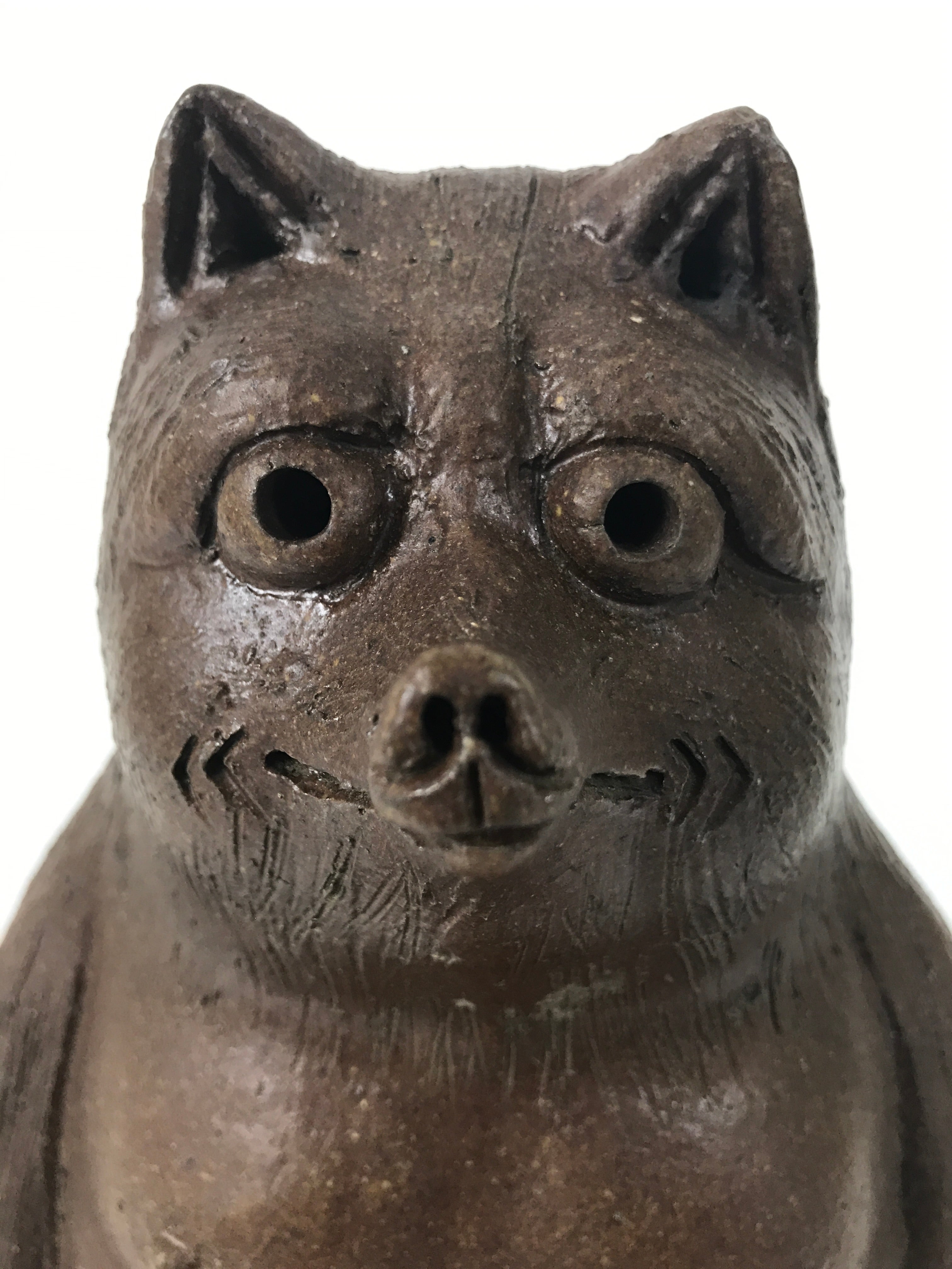 Japanese Ceramic Tanuki Raccoon Dog Statue Vtg Pottery Good Luck Okimono ST86
