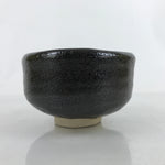 Japanese Ceramic Tea Bowl Chawan Vtg Black Raku Round W/ Box PX757