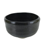 Japanese Ceramic Tea Bowl Chawan Vtg Black Raku Round W/ Box PX757