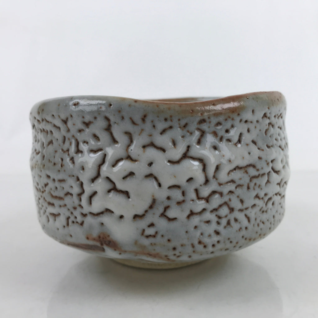 Japanese Ceramic Tea Bowl Chawan Vtg Nezumi Shino Ware W/ Box PX758