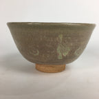 Japanese Ceramic Tea Ceremony Bowl Chawan Brown Pottery Crane GTB705