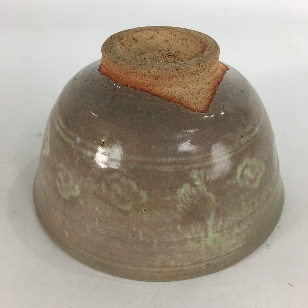 Japanese Ceramic Tea Ceremony Bowl Chawan Brown Pottery Crane GTB705
