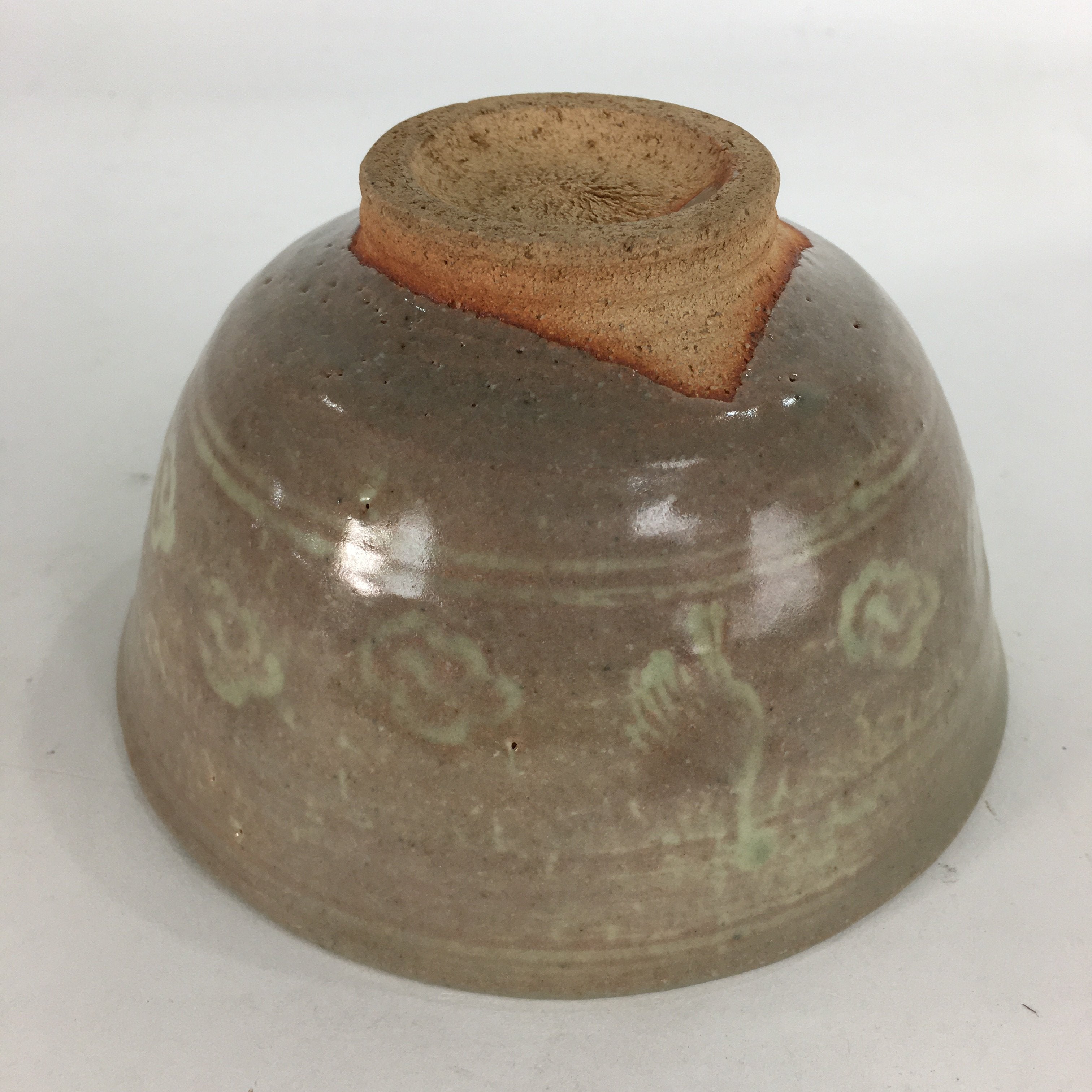 Japanese Ceramic Tea Ceremony Bowl Chawan Brown Pottery Crane GTB705
