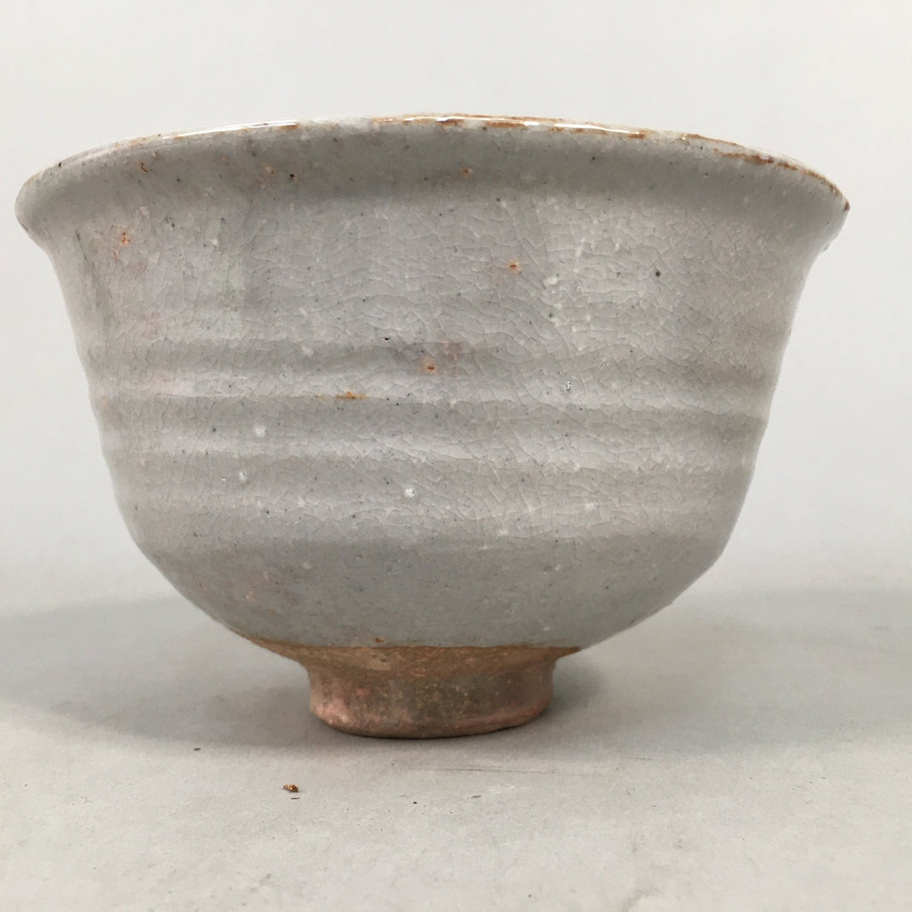 Japanese Ceramic Tea Ceremony Bowl Chawan Pottery Gray Crackle Glaze GTB659