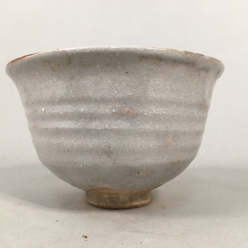 Japanese Ceramic Tea Ceremony Bowl Chawan Pottery Gray Crackle Glaze GTB659