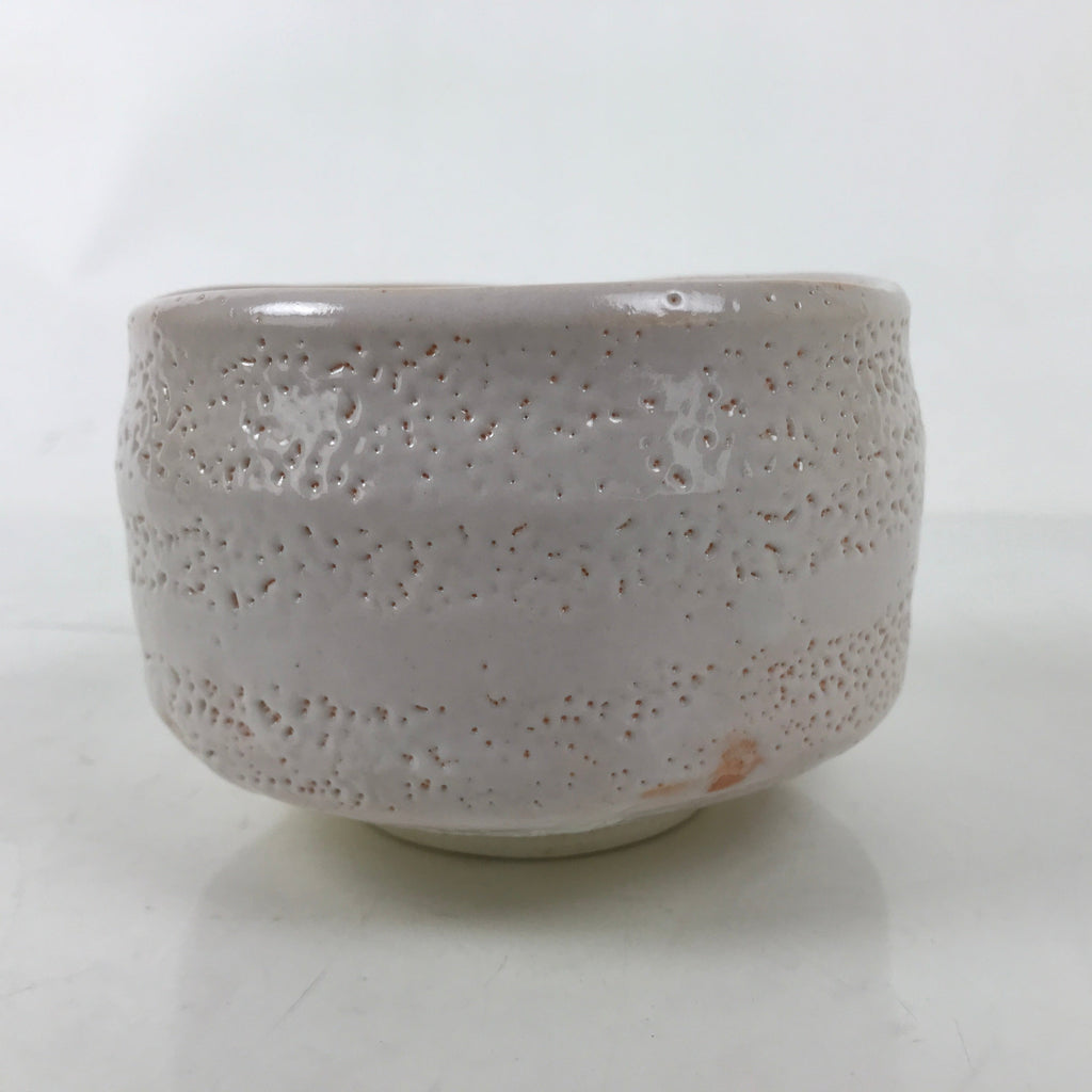 Japanese Ceramic Tea Ceremony Bowl Chawan Shino Ware White Pottery w/Box PX761