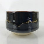 Japanese Ceramic Tea Ceremony Bowl Chawan Vtg Black Raku Pottery w/Box PX764