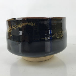 Japanese Ceramic Tea Ceremony Bowl Chawan Vtg Black Raku Pottery w/Box PX764