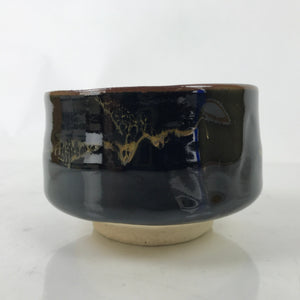 Japanese Ceramic Tea Ceremony Bowl Chawan Vtg Black Raku Pottery w/Box PX764