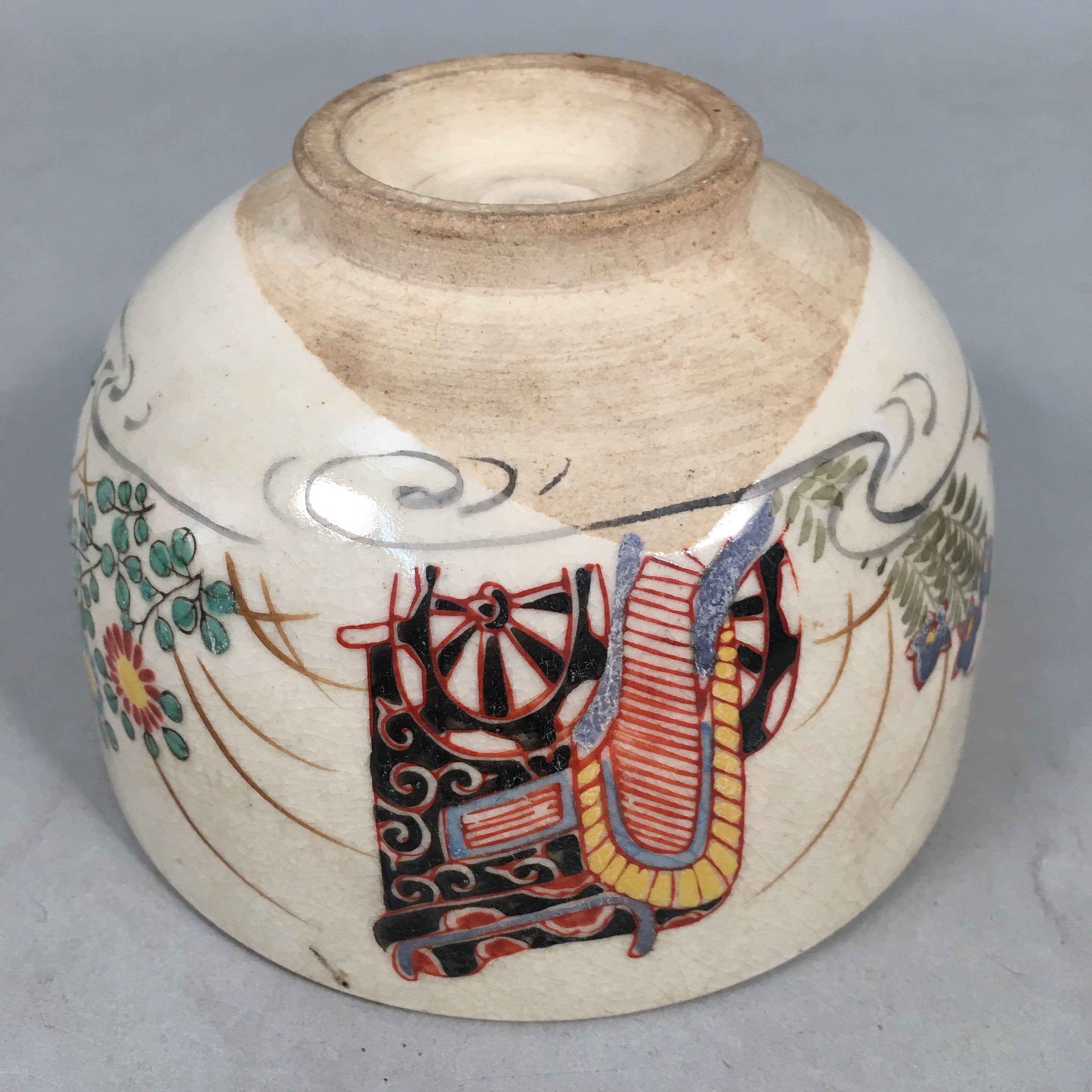 Japanese Ceramic Tea Ceremony Bowl Kyo ware Matcha Chawan Vtg Pottery GTB665