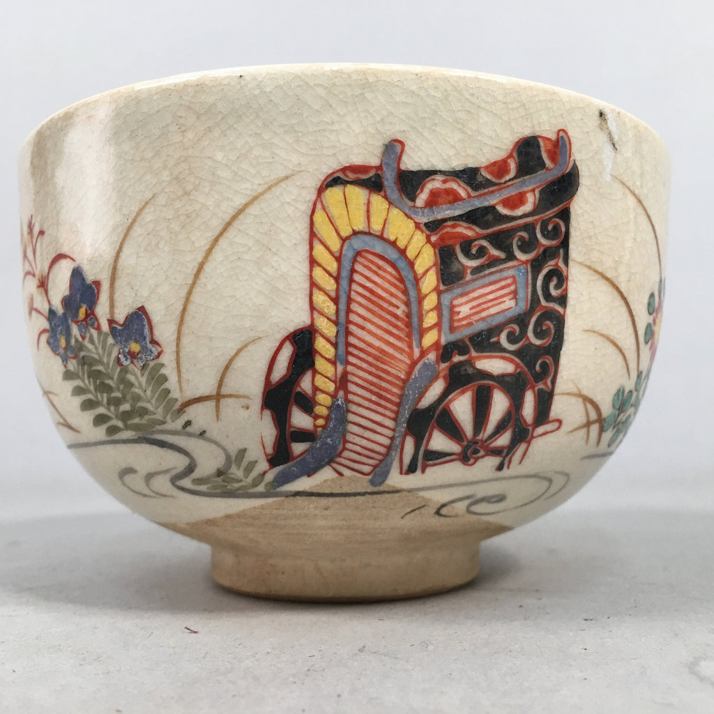 Japanese Ceramic Tea Ceremony Bowl Kyo ware Matcha Chawan Vtg Pottery GTB665