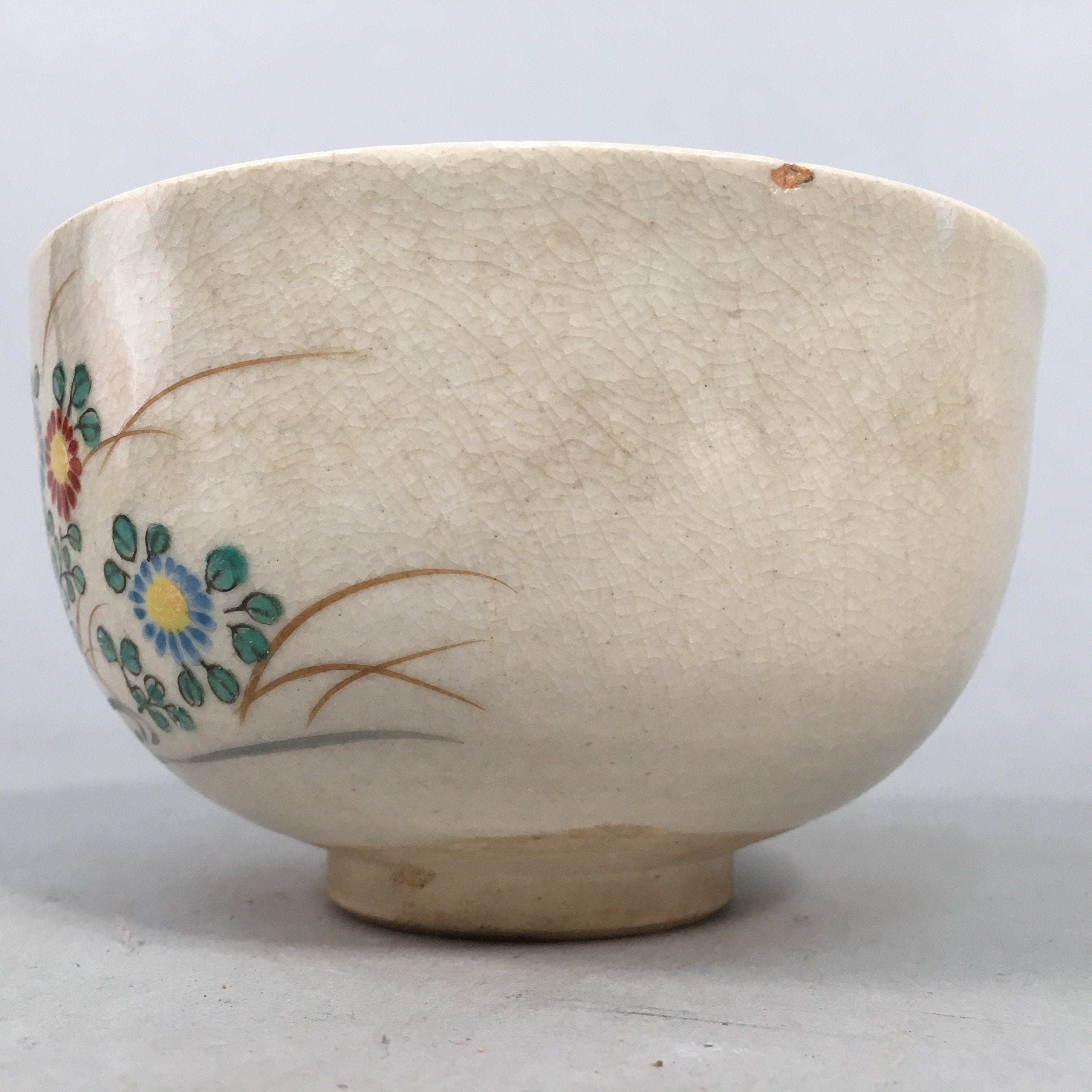 Japanese Ceramic Tea Ceremony Bowl Kyo ware Matcha Chawan Vtg Pottery GTB665