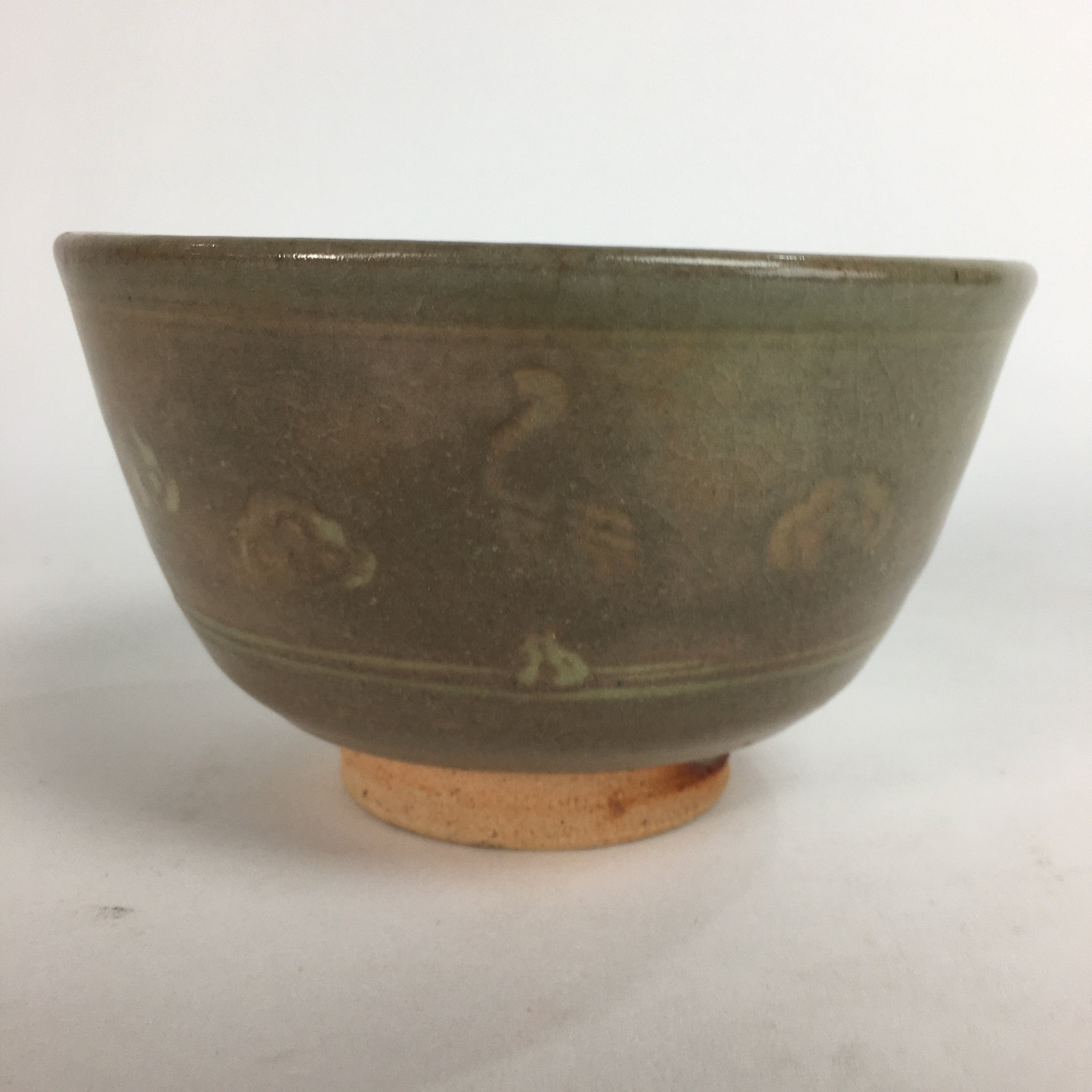 Japanese Ceramic Tea Ceremony Bowl Matcha Chawan Brown Pottery Crane GTB704