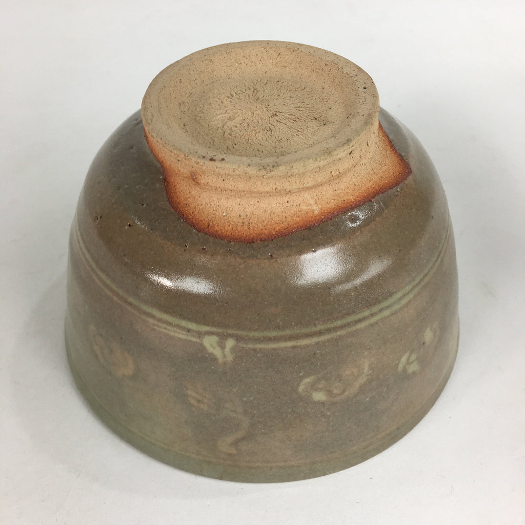 Japanese Ceramic Tea Ceremony Bowl Matcha Chawan Brown Pottery Crane GTB704