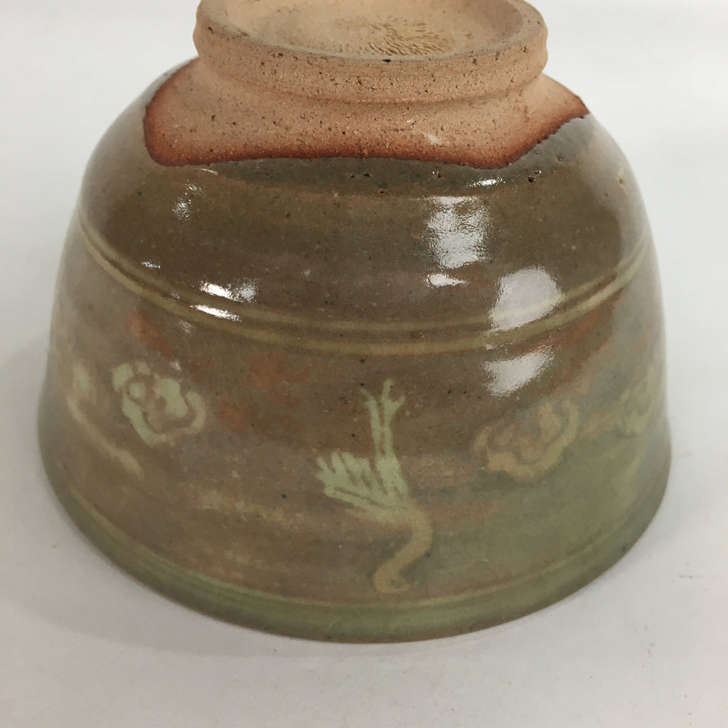 Japanese Ceramic Tea Ceremony Bowl Matcha Chawan Brown Pottery Crane GTB706