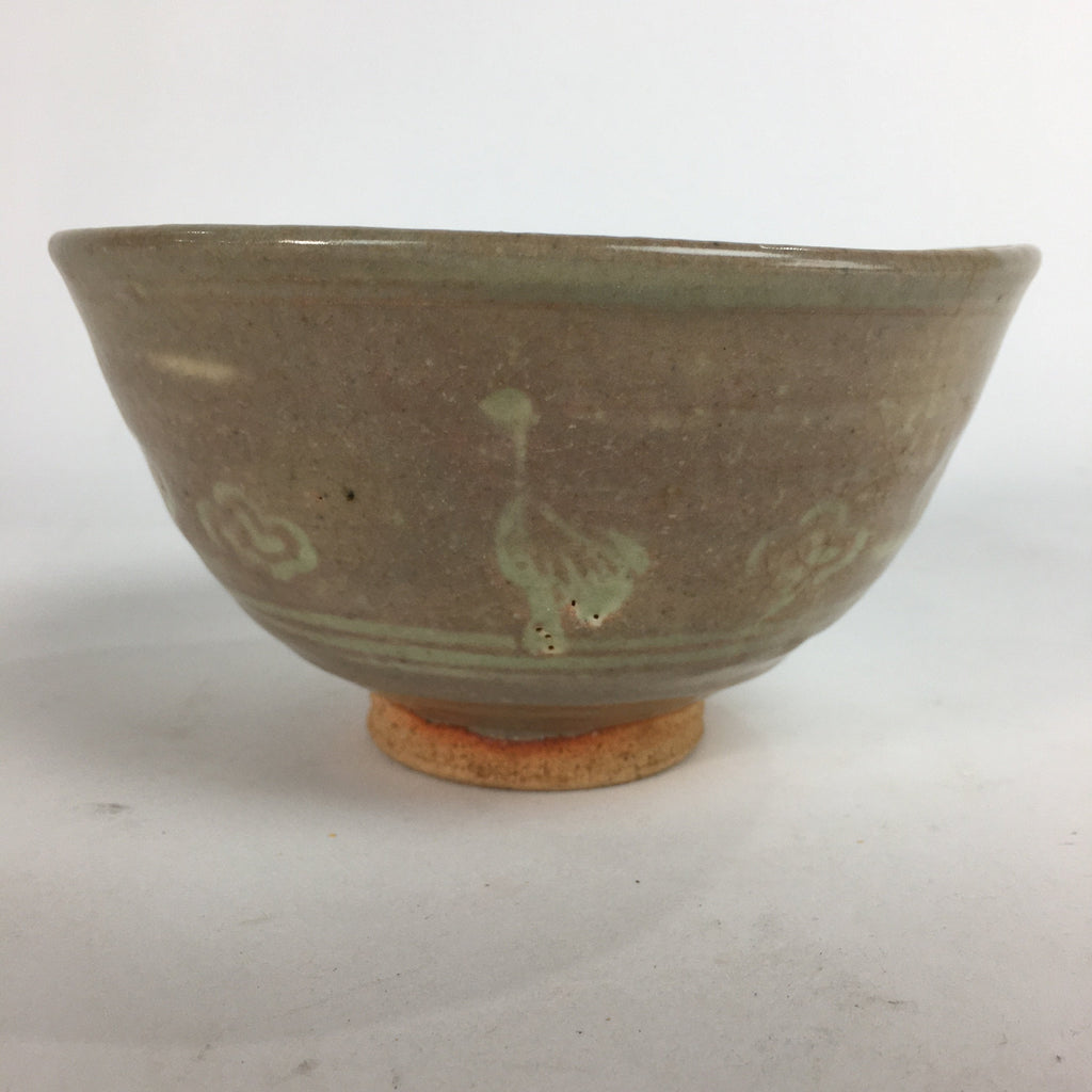 Japanese Ceramic Tea Ceremony Bowl Matcha Chawan Brown Pottery Crane GTB708
