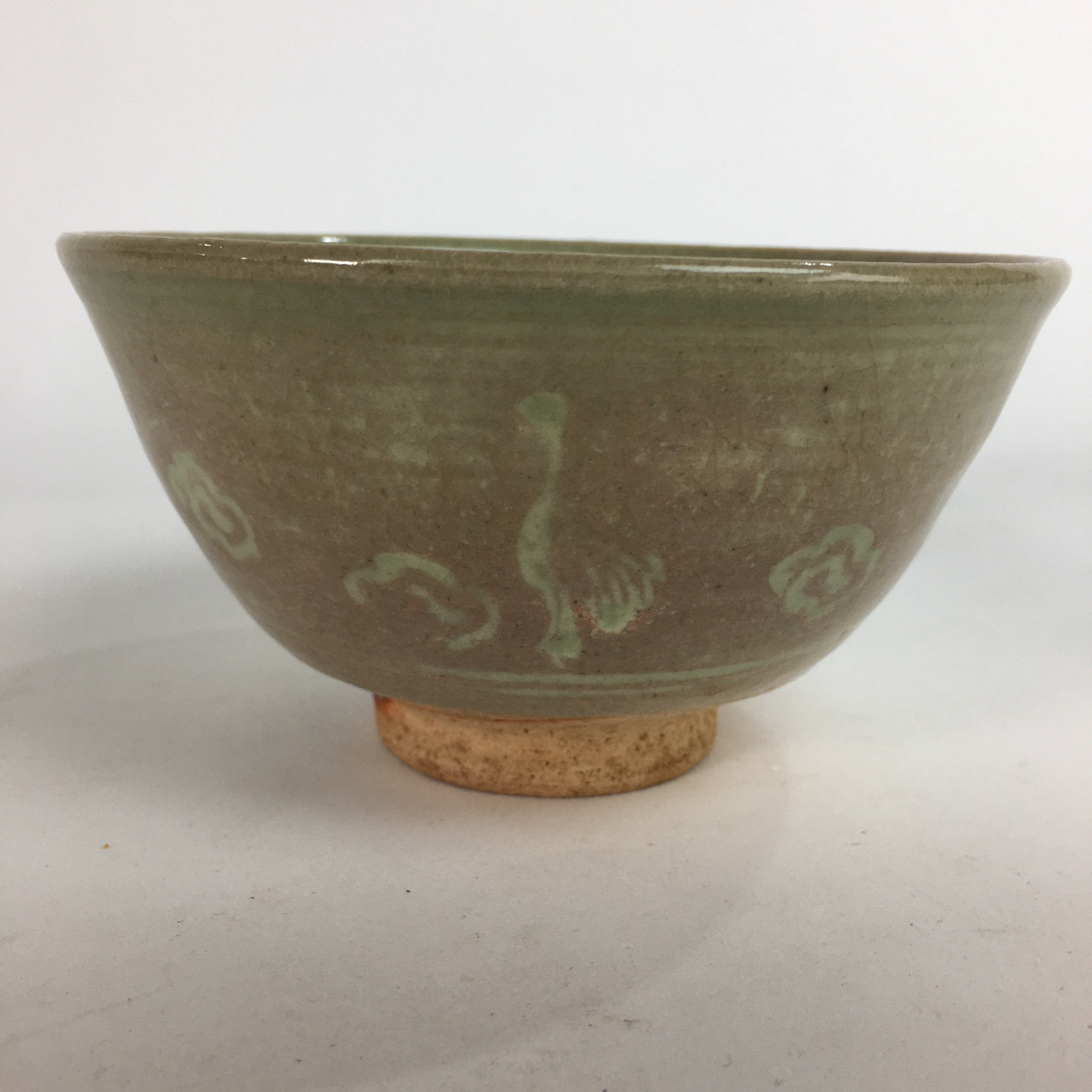 Japanese Ceramic Tea Ceremony Bowl Matcha Chawan Brown Pottery Crane GTB709