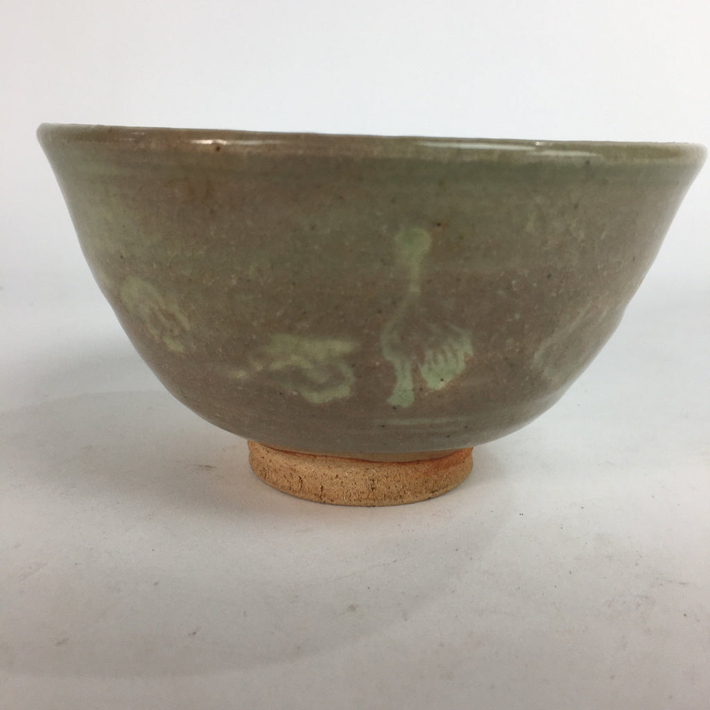 Japanese Ceramic Tea Ceremony Bowl Matcha Chawan Brown Pottery Crane GTB711