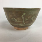Japanese Ceramic Tea Ceremony Bowl Matcha Chawan Brown Pottery Crane GTB712
