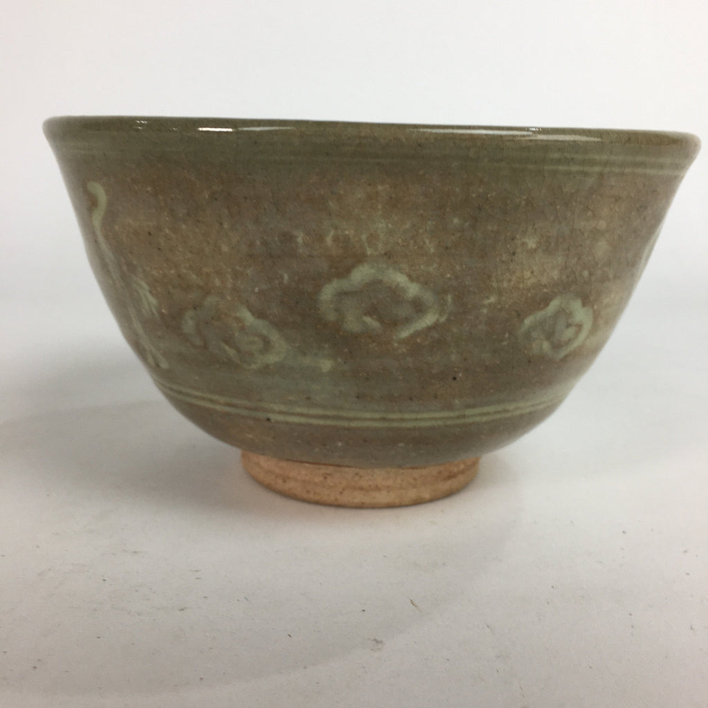 Japanese Ceramic Tea Ceremony Bowl Matcha Chawan Brown Pottery Crane GTB712