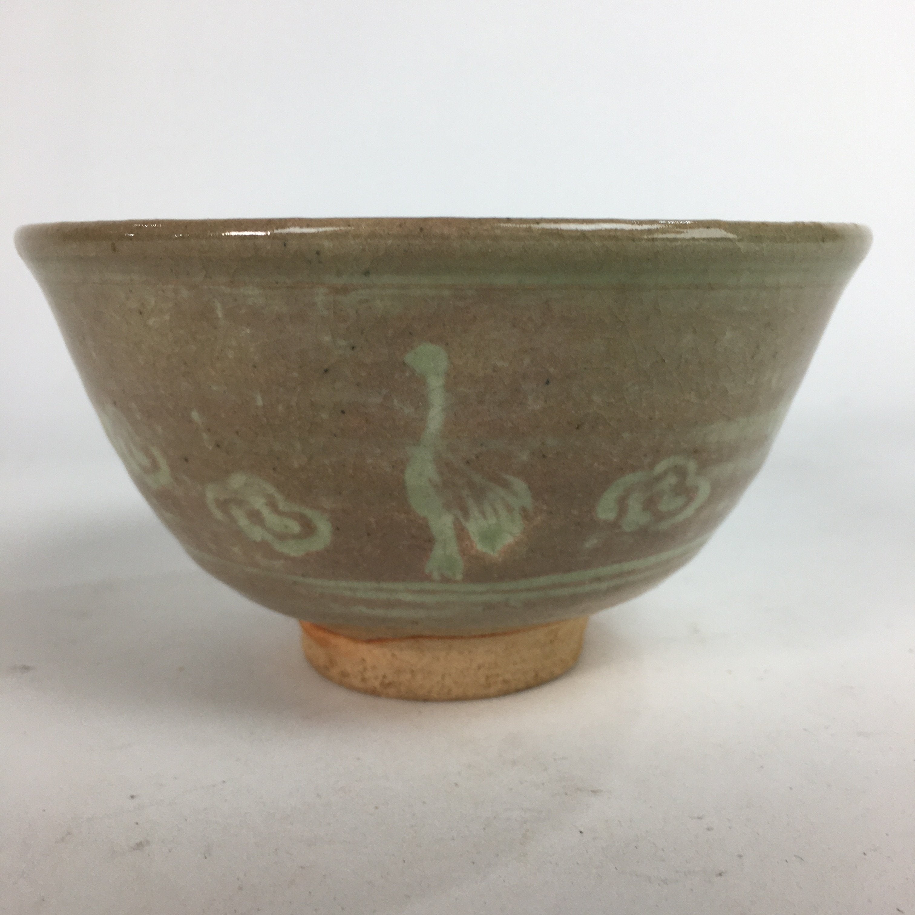 Japanese Ceramic Tea Ceremony Bowl Matcha Chawan Brown Pottery Crane GTB713