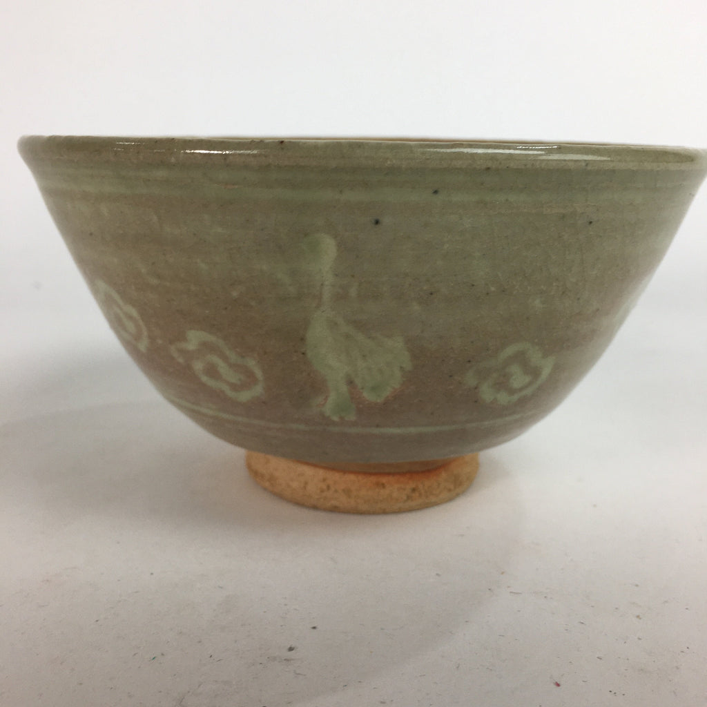 Japanese Ceramic Tea Ceremony Bowl Matcha Chawan Brown Pottery Crane GTB720