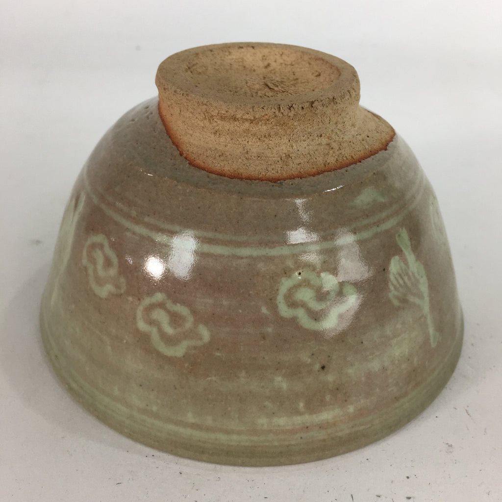 Japanese Ceramic Tea Ceremony Bowl Matcha Chawan Brown Pottery Crane GTB720